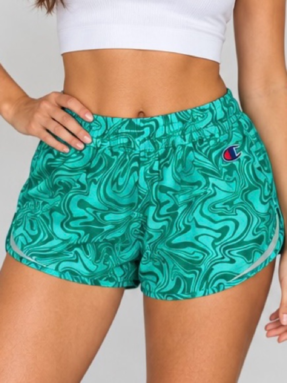 Champion Women's Athletic Running Shorts
Green Swirl Print Size Small S NWOT